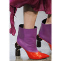 Stiefeletten aus Schaffell mit spitzer Zehenpartie – Lila